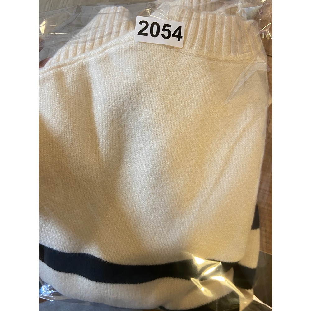 A New Day Women's Striped Crewneck Pullover Sweater Cream Black Large NWT - Picture 10 of 10